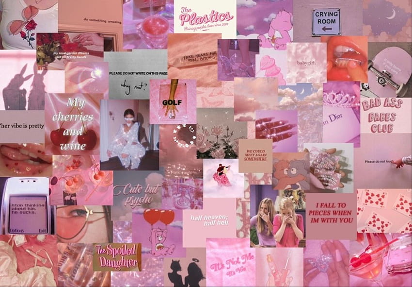 Computadora portátil estética rosa publicada por Christopher Peltier, computadora rosa collage fondo de pantalla