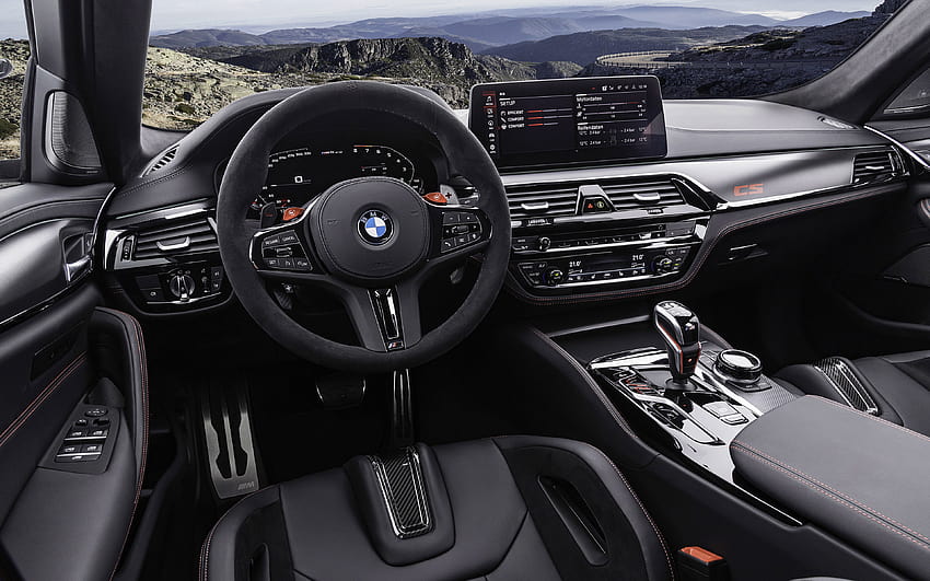 2022, BMW M5 CS, interior, inside view, front panel, dashboard, new M5 interior, German cars, BMW with resolution 3840x2400. High Quality, bmw m5 2022 HD wallpaper