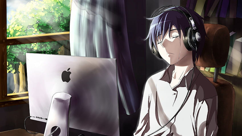 Hoodie Dark Anime Boy, anime drawing sad man HD wallpaper
