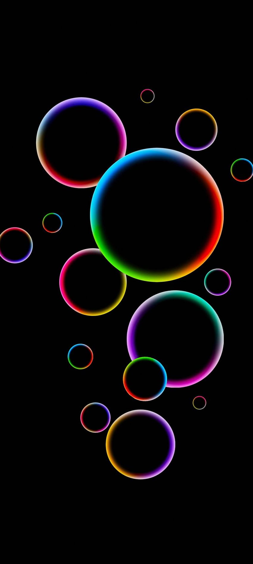 Neon Bubbles Black Phone HD phone wallpaper