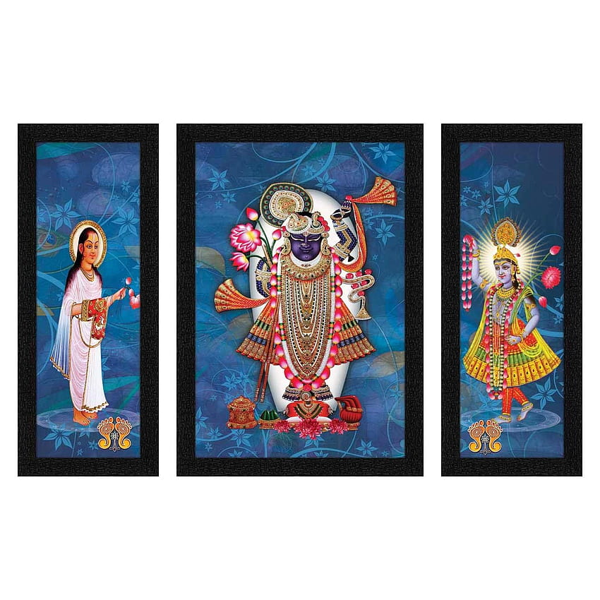 ARTAMORI Lord Shrinathji with Yamunaji and Mahaprabhuji 3 Piece Painting with Synthetic Frame: Amazon.in: 홈 & 키친, shreenathji yamunaji mahaprabhuji HD 전화 배경 화면
