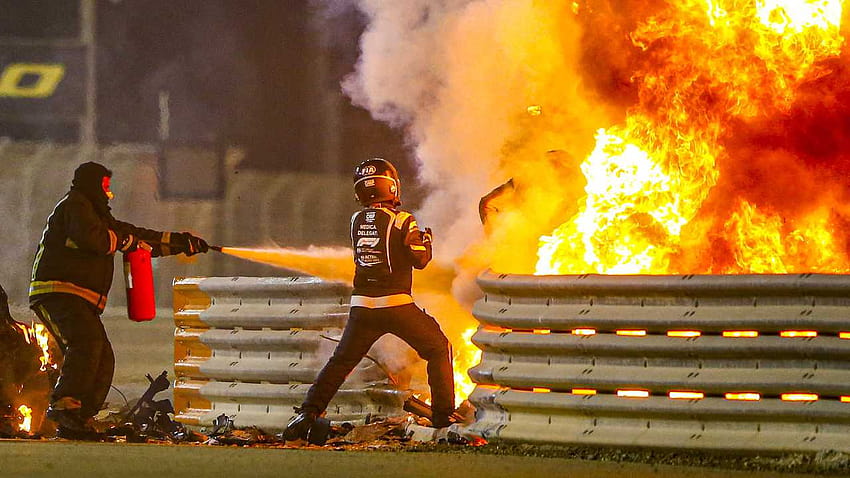 La FIA revela la causa de la bola de fuego de Bahrein de Grosjean en el informe del accidente, romain grosjean fondo de pantalla