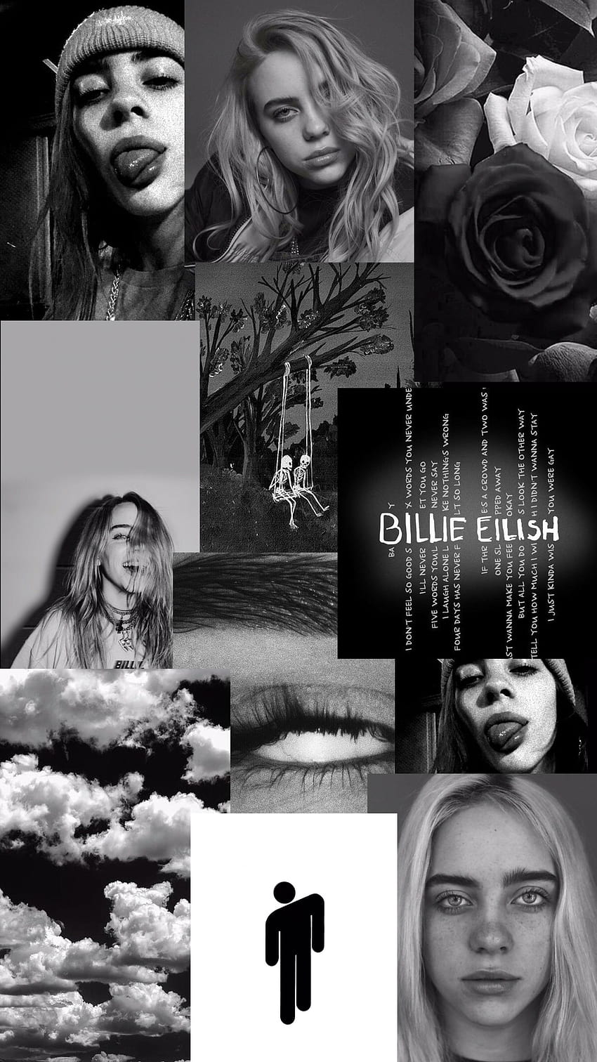 Billie Eilish schwarze ästhetische Hintergründe, Billie Eilish 2021 Telefon HD-Handy-Hintergrundbild