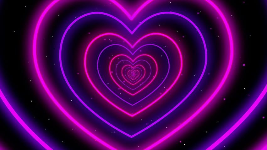 Neon Lights Love Heart Tunnel Particles Backgrounds HD wallpaper