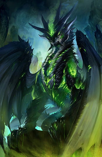 Fantasy Black And Green Dragon Is Flying Above On Mountain HD Dreamy  Wallpapers  HD Wallpapers  ID 35977