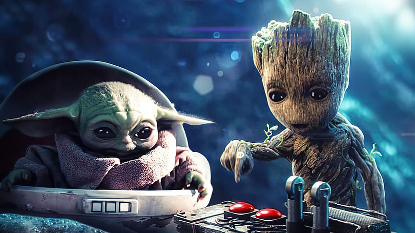 2560x1440 Baby Groot And Baby Yoda 1440P Resolution , Backgrounds, and, groot baby HD wallpaper