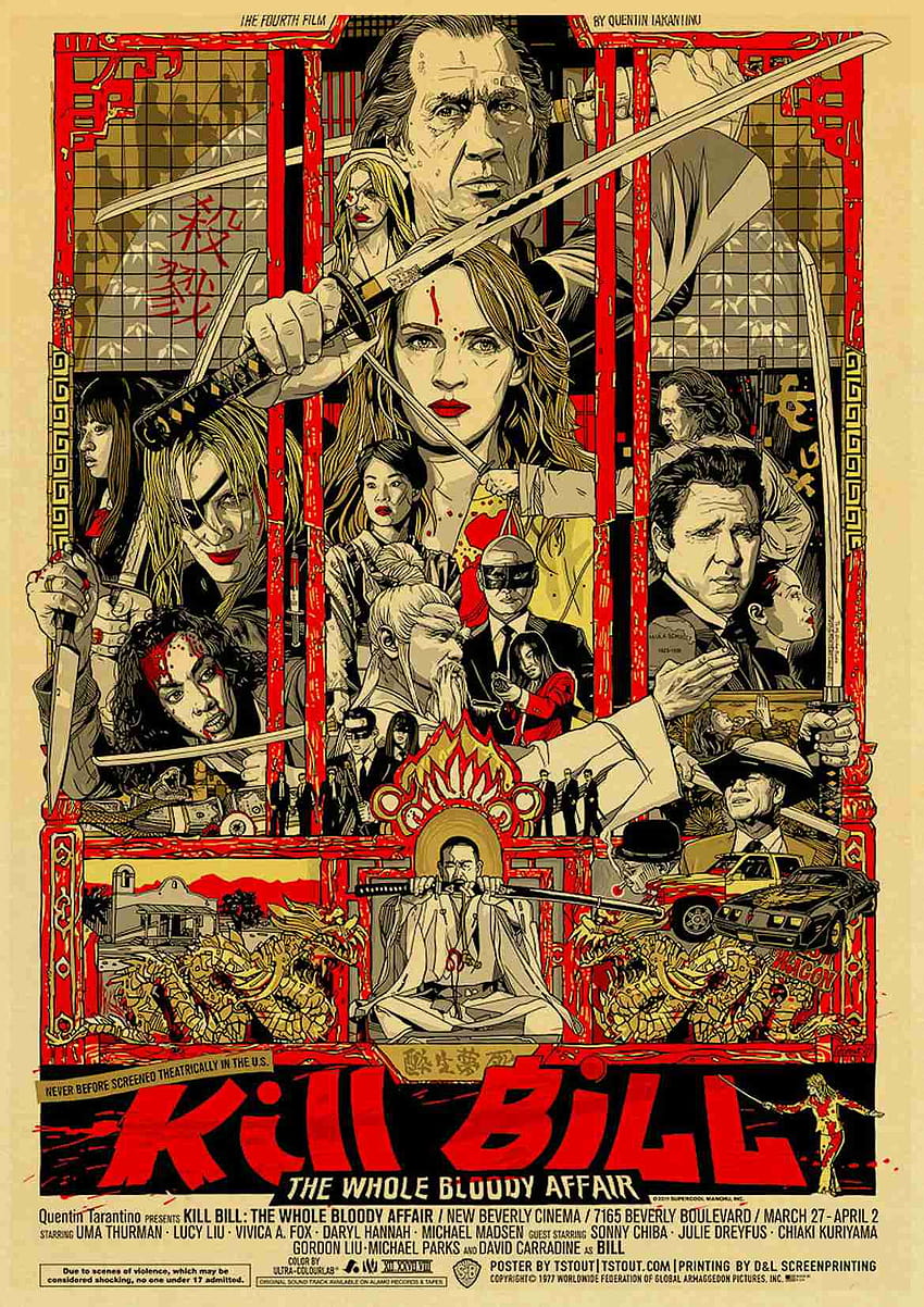 Vintage Kill Bill Vol.1/klasik poster film Quentin dekorasi rumah, kill bill iphone wallpaper ponsel HD