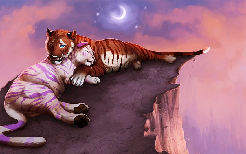Fantasy Tiger posted by John Cunningham, purple tiger HD wallpaper