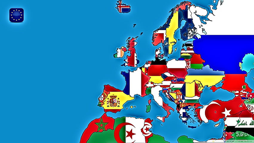 Mapa europeo con banderas: alta definición, mapa de Europa fondo de pantalla