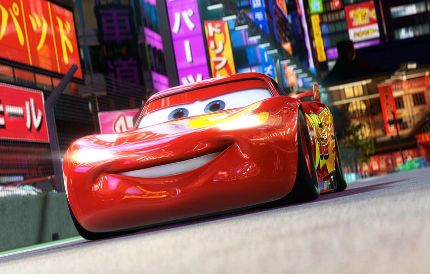 Tokyo, Pixar, Cars, Cars 2, film animasi, Owen Wilson, kanji, film animasi, Lightning McQueen, bagian фильмы, film mobil Wallpaper HD