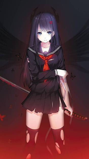 Devil angel anime art girl gothic sad HD phone wallpaper  Peakpx