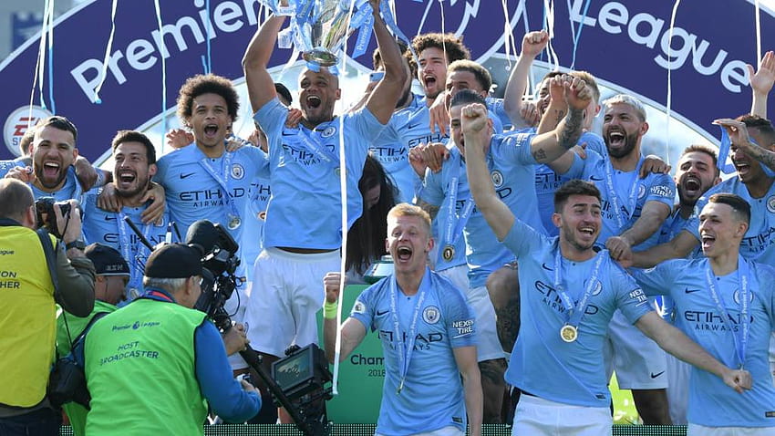 Premier League: Man City zdobywa drugi tytuł z rzędu, Liverpool wygrywa, ale zajmuje drugie miejsce, Manchester City Premier League Champions 2019 Tapeta HD