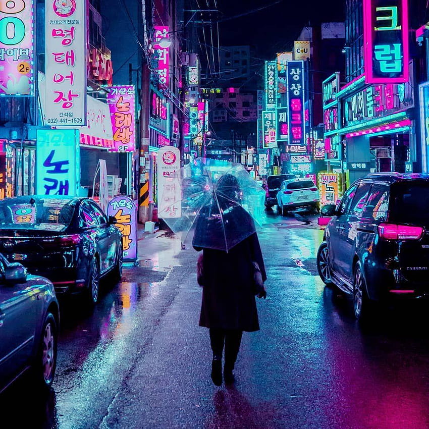 Cyberpunk, Neon And Futuristic Street Of Seoul By Steve Roe, seoul sk knights HD phone wallpaper