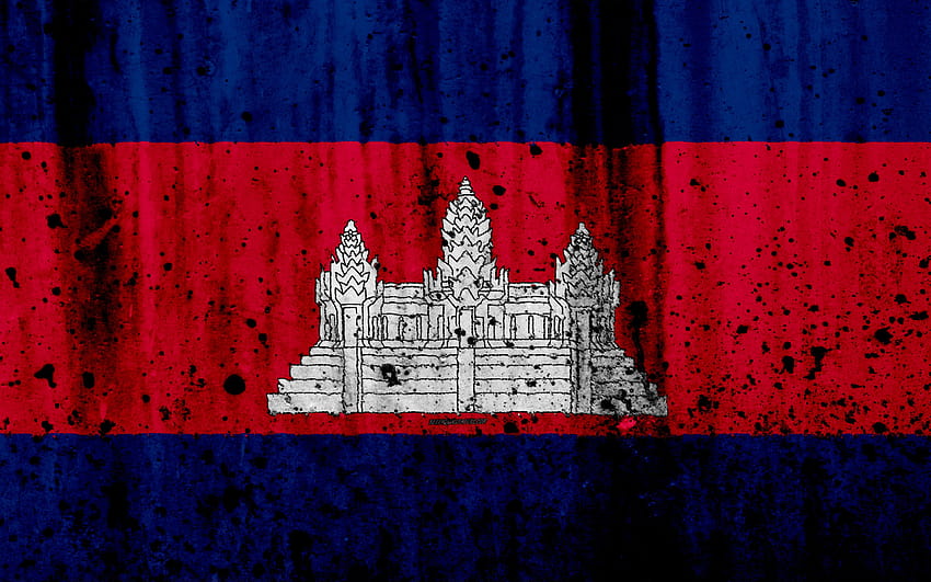 Cambodian flag, grunge, flag of Cambodia, cambodia flag HD wallpaper