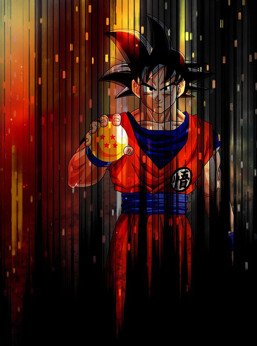 Son Goku holding 4 star Dragonball, red goku iphone android HD phone wallpaper