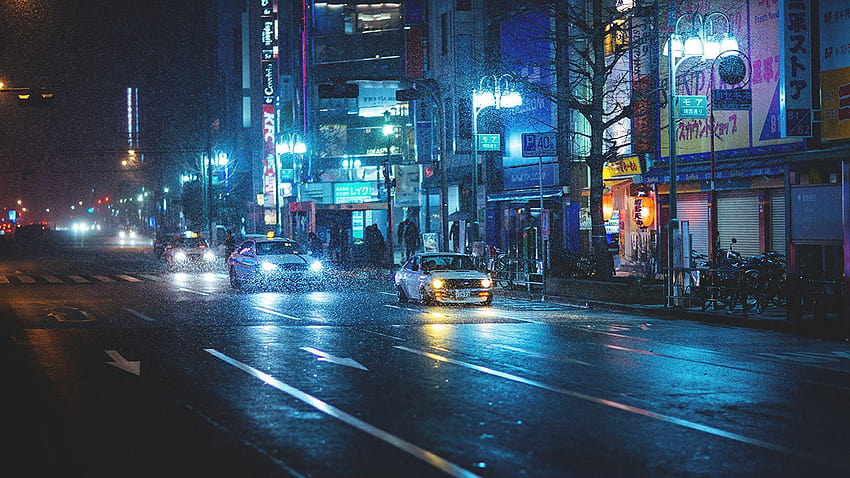 Japan Street Night, aesthetic japan nightlife HD wallpaper