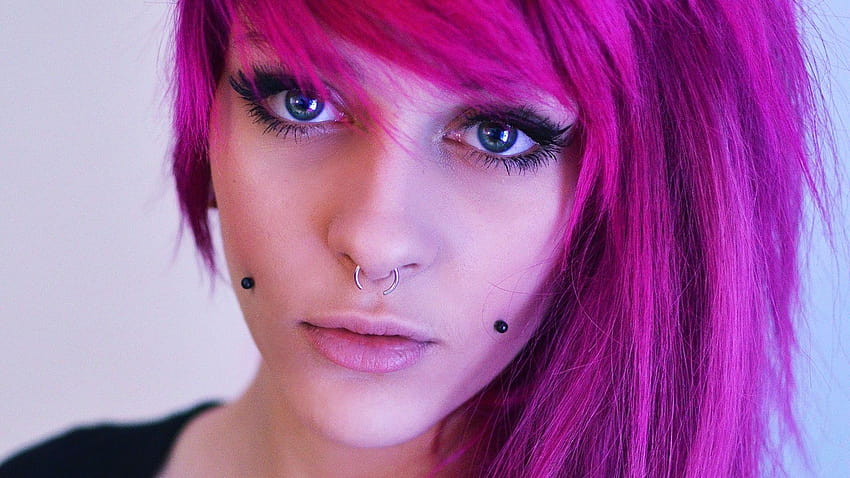 Women, Colored Hair, Closeup, Nose Rings, Piercing, Dyed Hair HD wallpaper