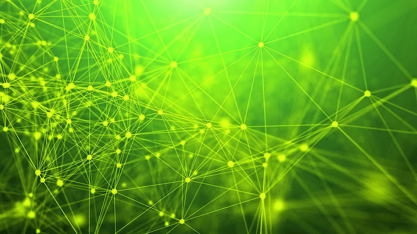 แอนิเมชั่นเครือข่ายแห่งอนาคตของเทคโนโลยีนามธรรมบนพื้นหลังสีเขียวสีเขียว วอลล์เปเปอร์ HD