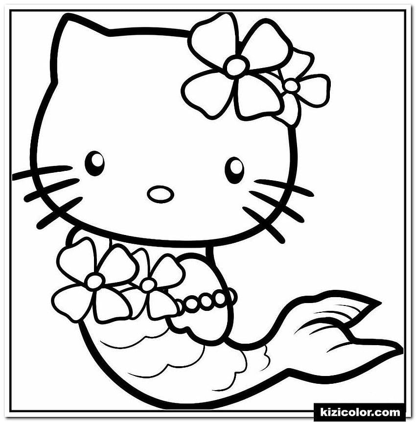 Coloring Sheet Hello Kitty Mermaid Bubbles Flower Valentines Printable Page – Mendekati gajah wallpaper ponsel HD
