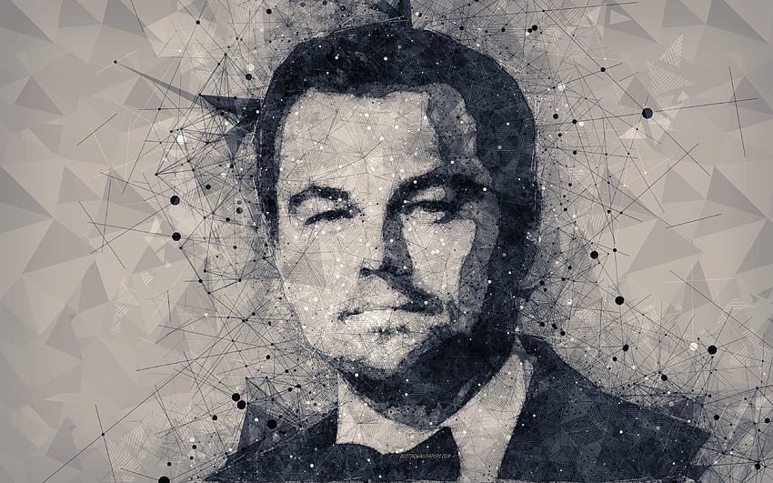 Leonardo DiCaprio, face, creative portrait, geometric art, American actor, Hollywood star with resolution 3840x2400. High Quality HD wallpaper