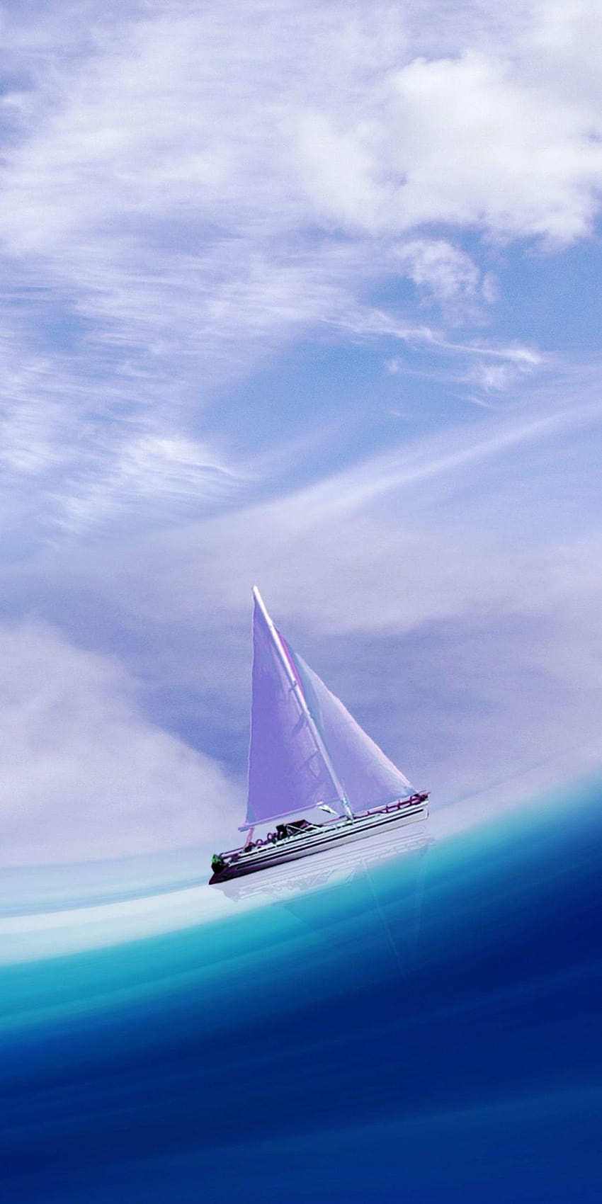 Sail ship, blue sea, artwork, 1080x2160, mobile ship bottle HD phone wallpaper