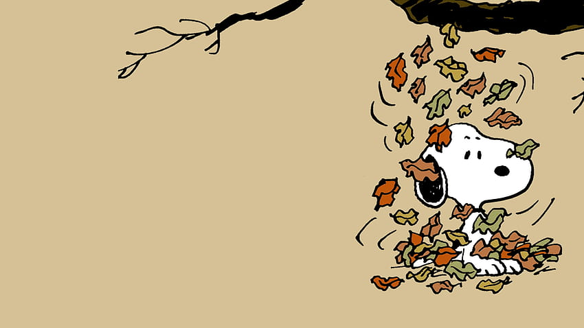 Snoopy en otoño 1366x768, otoño snoopy fondo de pantalla