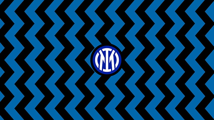 Герб Емблема Лого Футболен символ Сини черни зигзагони линии Интер Милан, лого на Интер Милан 2021 HD тапет