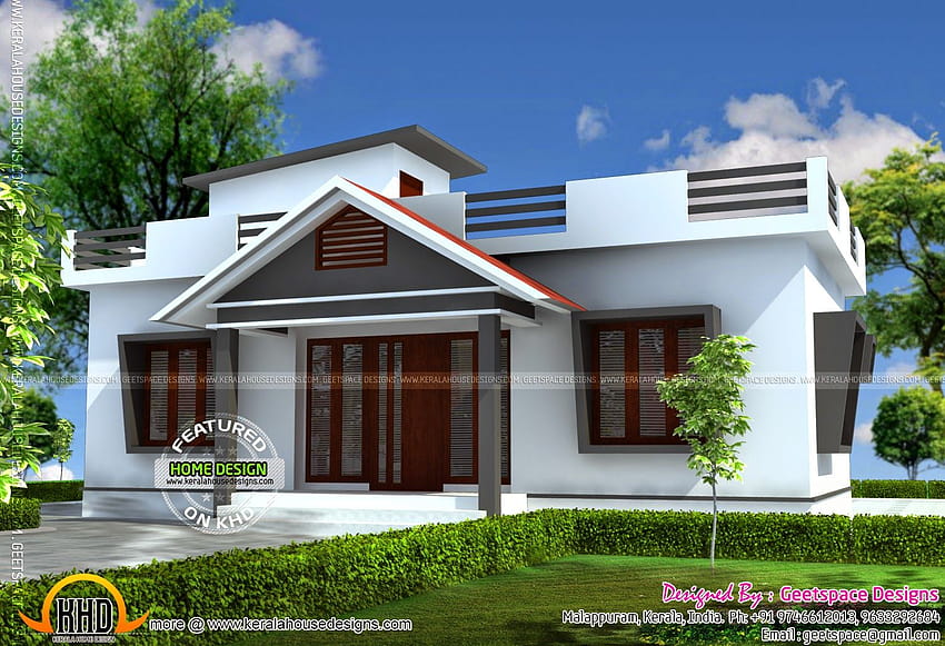 Diseño exterior de casa simple Kerala fondo de pantalla