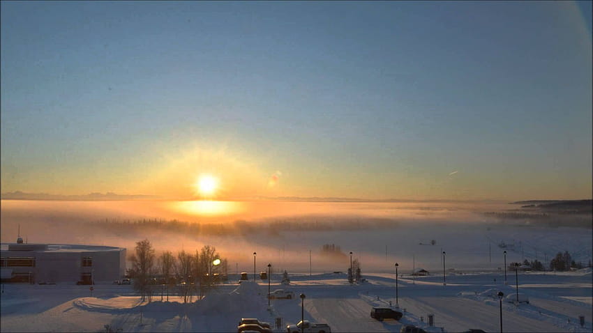Upływ czasu przesilenia zimowego w Fairbanks na Alasce, zimowy timelapse Tapeta HD