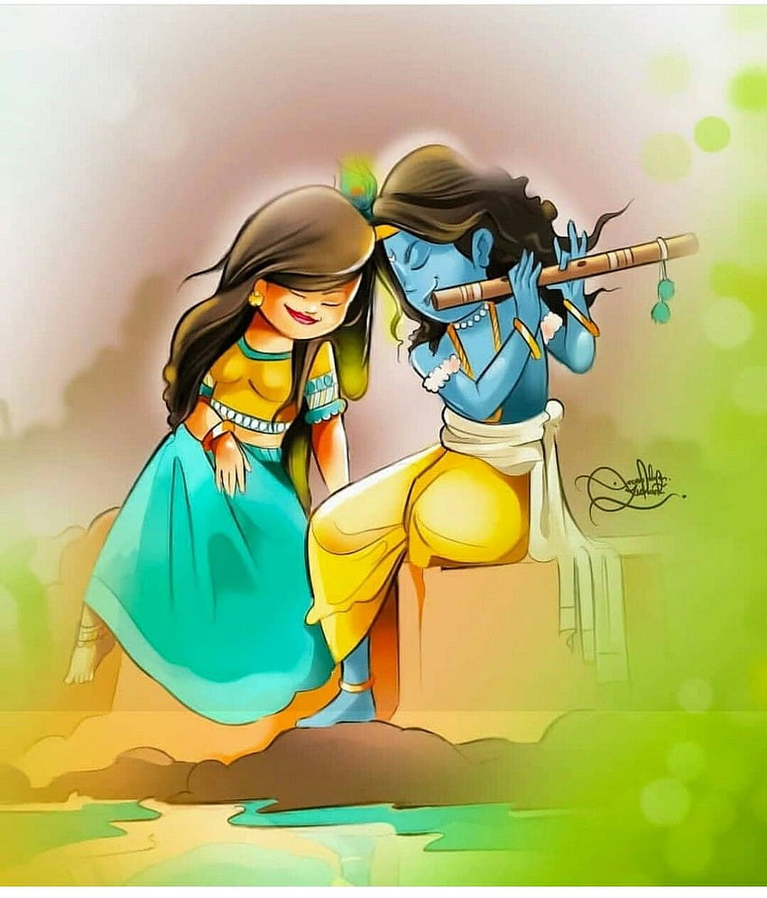 귀여운 Radha krishna, 애니메이션 radha 및 krishna HD 전화 배경 화면