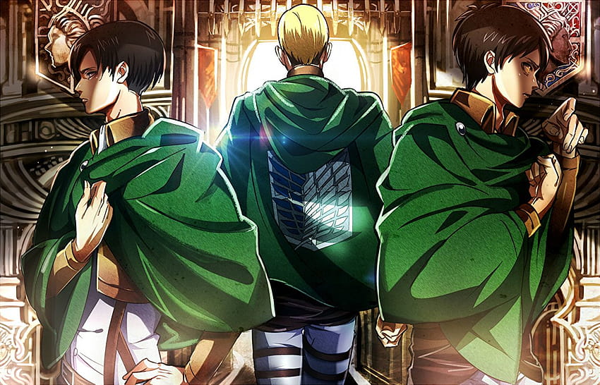 Attack on Titan Young man Eren Yeager, Levi, Erwin Smith, erwin smith aot HD wallpaper