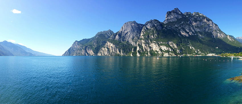 Lake Garda, Italy. Camera phone panorama taken while traveling HD wallpaper