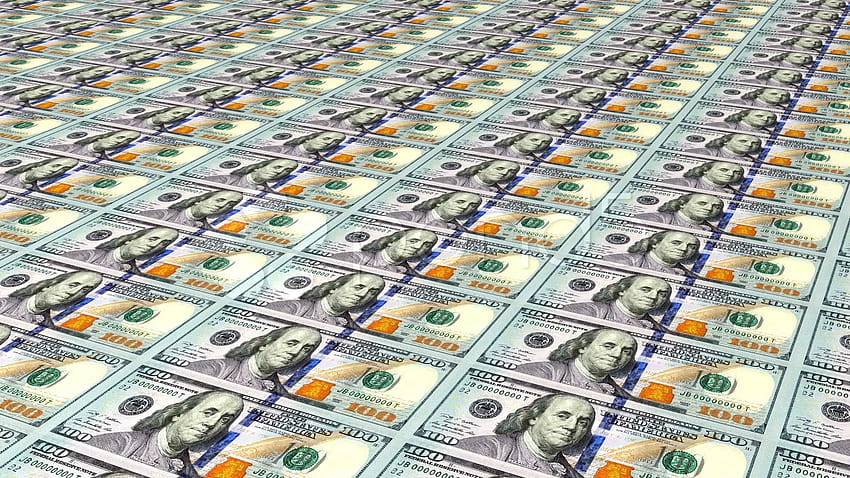 Impresión de hojas de billetes de cien dólares de dinero nuevo Ángulo de alta resolución, 100 dólares fondo de pantalla