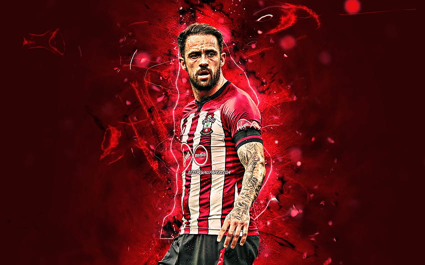 Danny Ings, english footballers, Southampton FC, soccer, Premier League, Daniel William John Ings, football, neon lights with resolution 2880x1800. High Quality HD wallpaper
