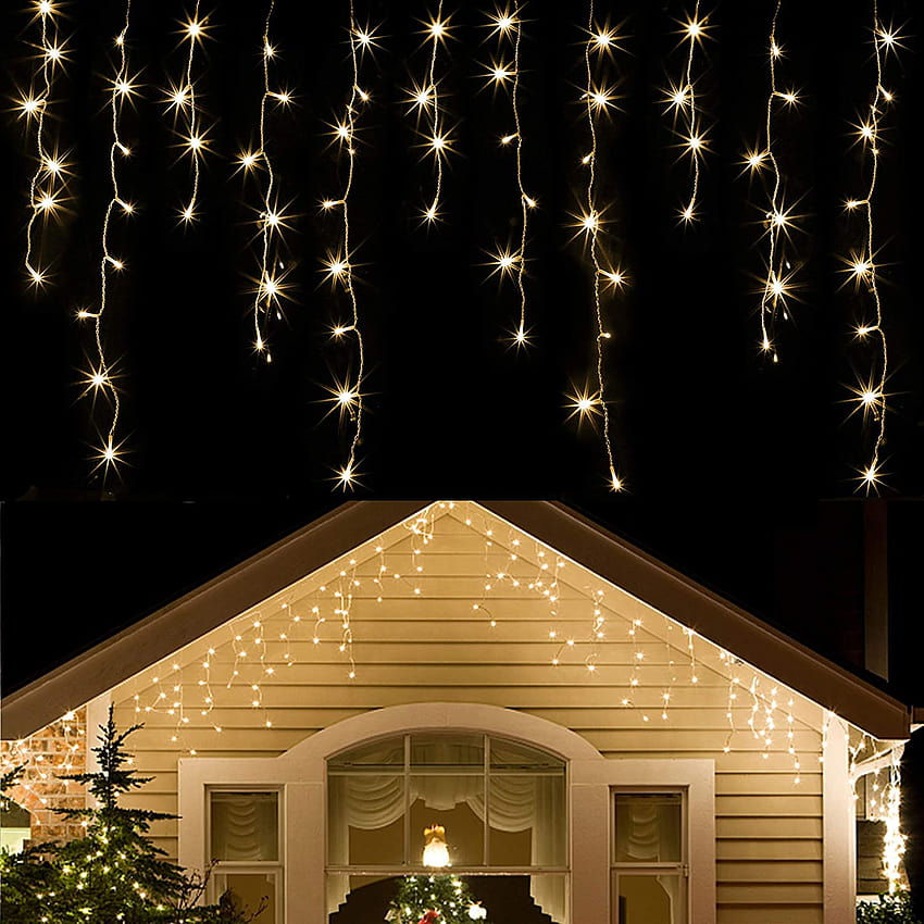 WATERGLIDE 360 LED Christmas Iciclelights Outdoor Dripping Ice Cycle String Light, 29.5ft 8 Modes Curtain Fairy Lights with 60 Drops, Indoor Xmas Holiday Wedding Party Decorations, Warm White : Home & Kitchen HD phone wallpaper