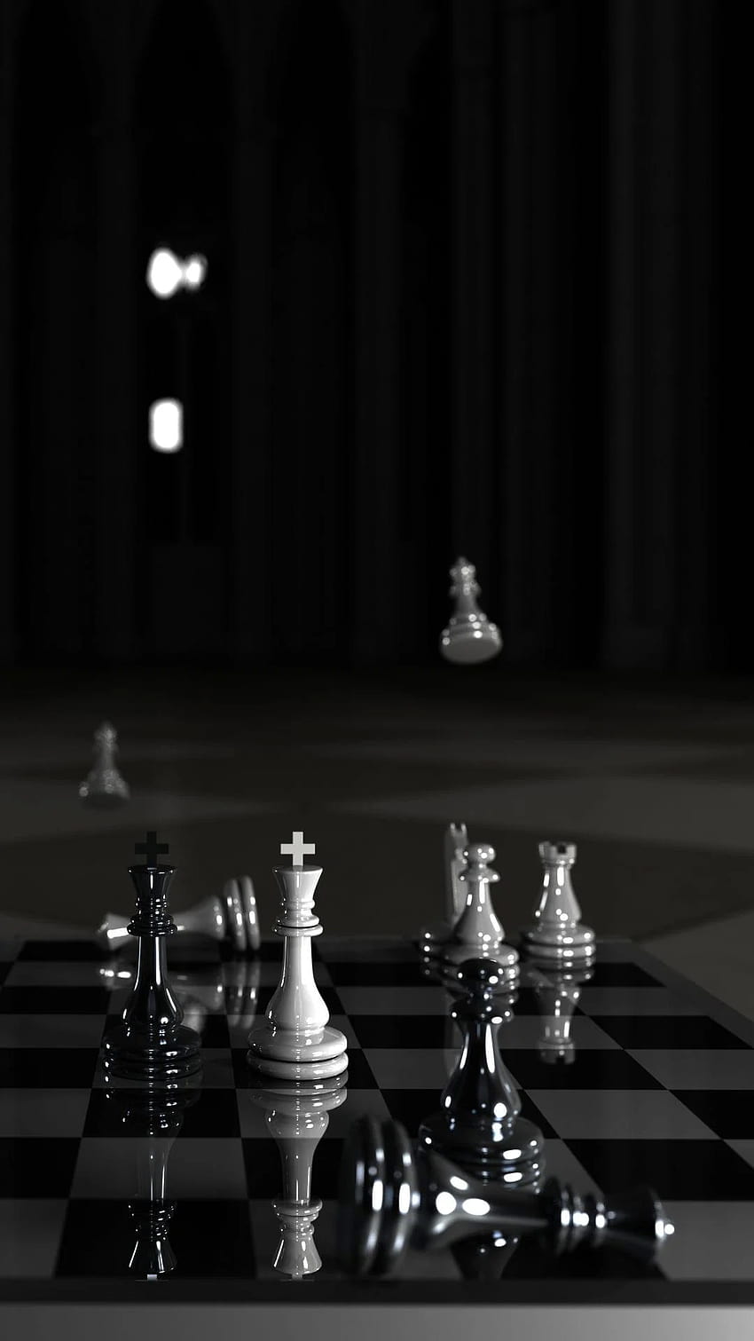 Black and White Chess Board Pieces Android and iPhone Wallpaper Background  and Lockscreen…