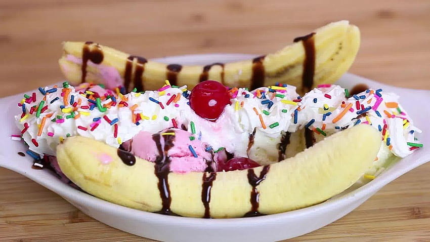 バナナスプリット アイスクリーム デザート スイーツ シュガー 1bananasplit 高画質の壁紙