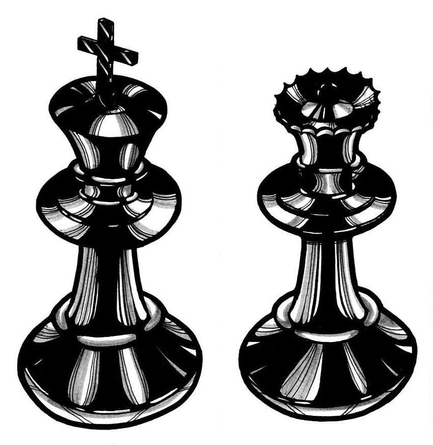 king and queen chess pieces matching tattoos