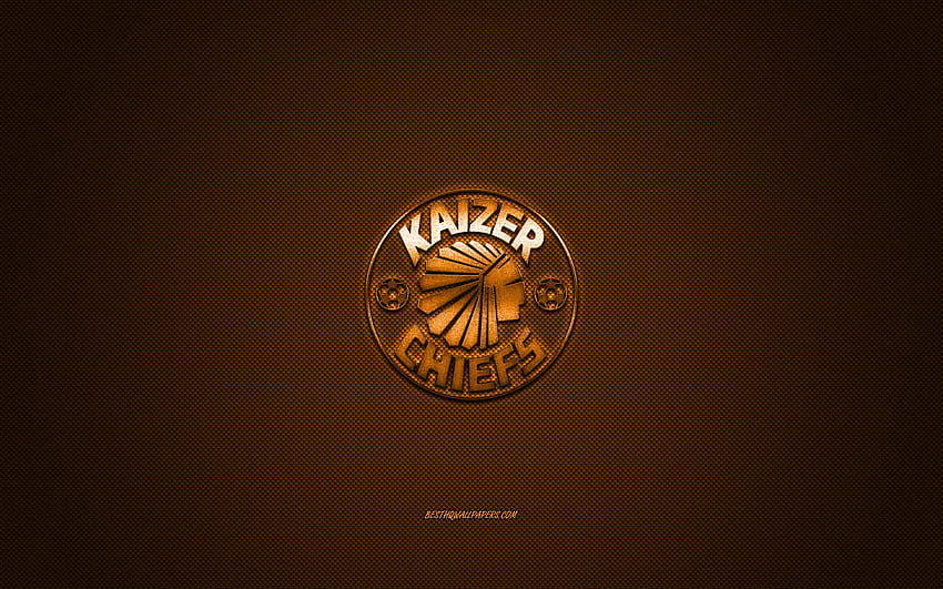 Kaizer Chiefs FC, club de football sud-africain, première division sud-africaine, logo orange, fond orange en fibre de carbone, football, Johannesburg, Afrique du Sud, logo Kaizer Chiefs FC avec résolution 2560x1600 Fond d'écran HD