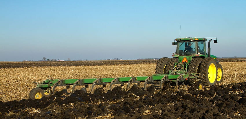 JOHN DEERE-Traktorfarm, industrielle Landwirtschaft, 1jdeere-Bau, Landwirtschaft von Pflanzgefäßen HD-Hintergrundbild