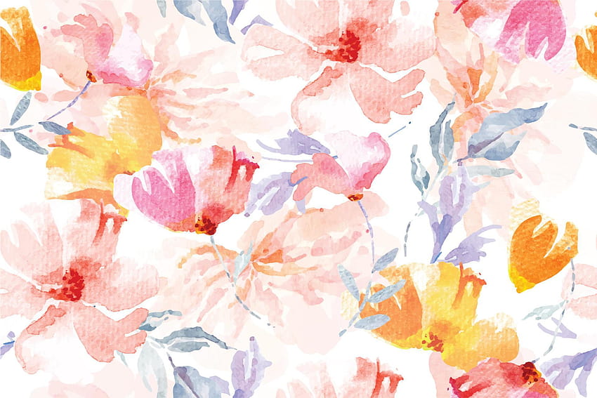 Seamless pattern of Blooming flowers with watercolor.For the design of the or fabric, vintage style.Blooming flower painting for summer. 3643502 Vector Art at Vecteezy, watercolor summer flowers HD wallpaper