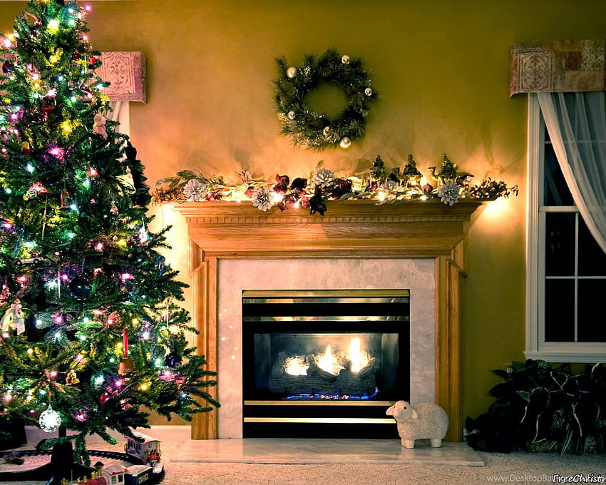 Christmas Fireplace Scene Backgrounds, christmas fireplace scenes HD wallpaper