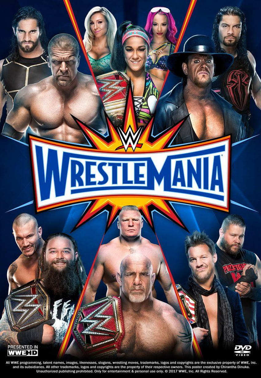 WWE WrestleMania 33 Poster by Chirantha, wrestlemania 2018 HD phone wallpaper
