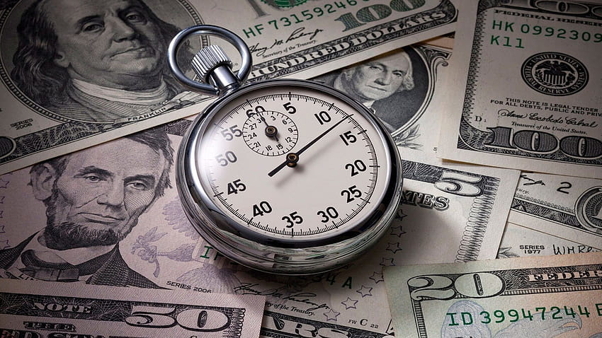 Stopwatch and dollars HD wallpaper