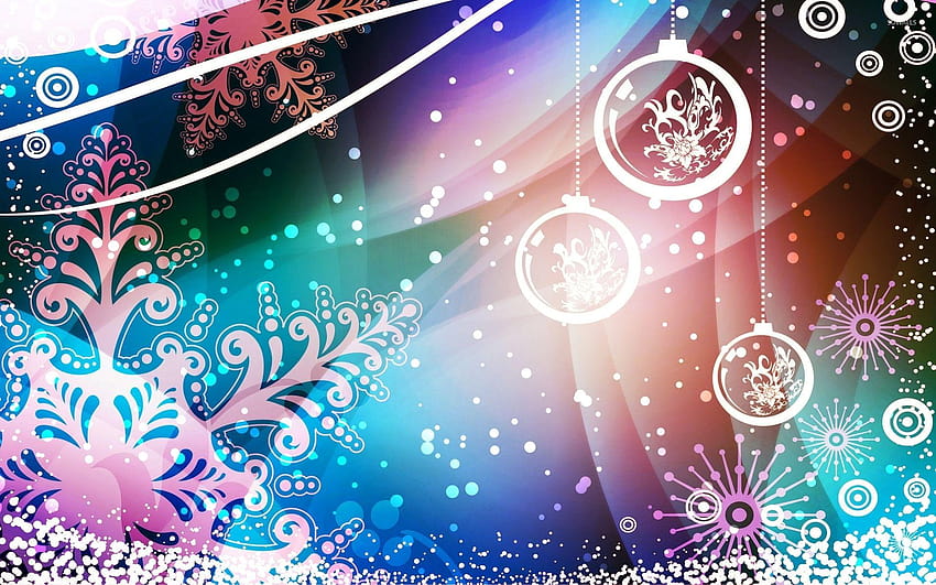 Copos de nieve y adornos que decoran la Nochebuena, copos de nieve de Navidad fondo de pantalla