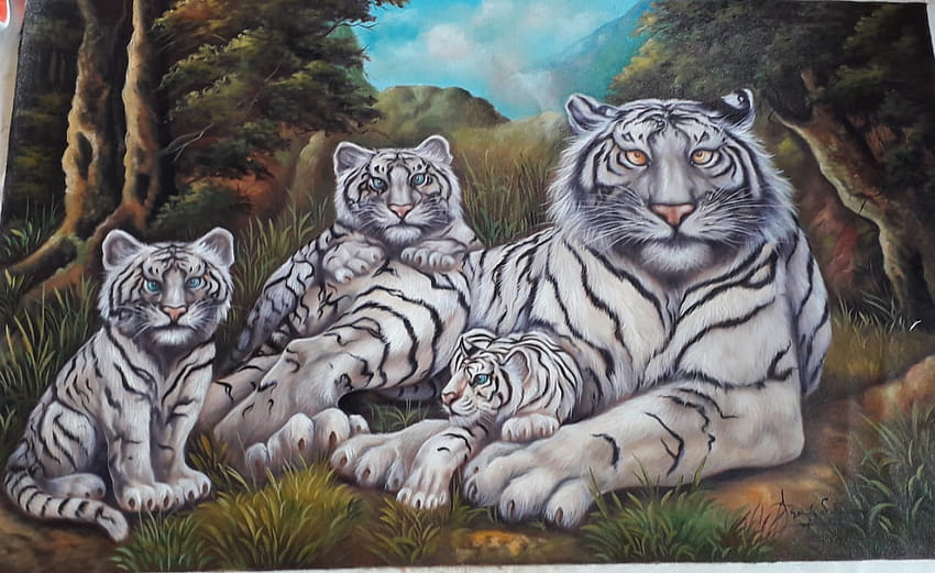 Lukisan Harimau Putih Siliwangi 135 cm x 85 cm von Lapak Saruvastore, Macan Putih Siliwangi HD-Hintergrundbild