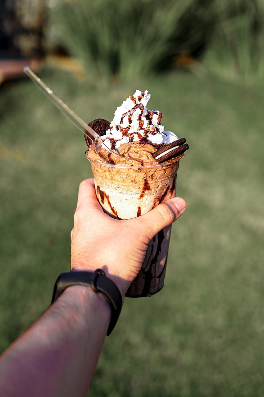 person holding ice cream cup – Ice cream, ice cream sundae cookies and cream HD phone wallpaper