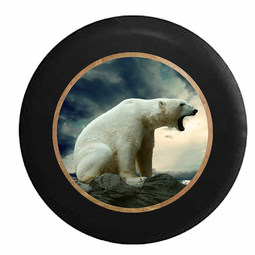 Polar Bear in the Artic Glacier Housse de pneu de secours pour Jeep RV Camper Noir 27,5 po Fond d'écran de téléphone HD