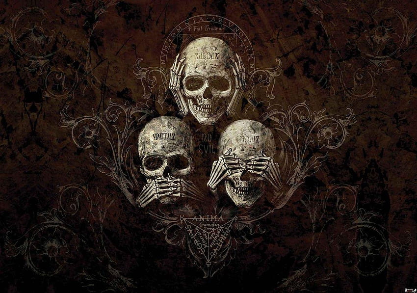 Mural de papel de pared No Listen See Speak Skull Alchemy, totenkopf fondo de pantalla