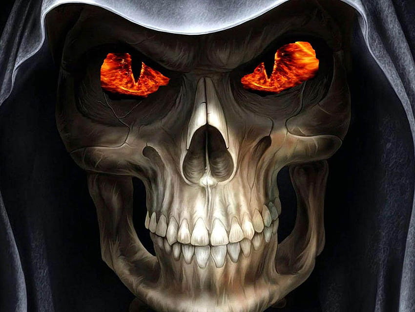 Crâne avec des yeux de feu et des arrière-plans, tengkorak Fond d'écran HD